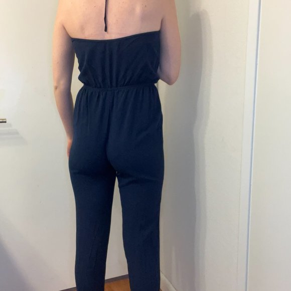 LuLu's Navy Blue Halter Jumpsuit - Picture 3 of 5